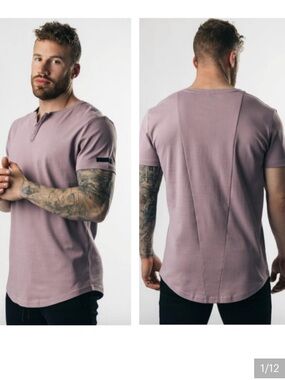 Alphalete Men's Short Sleeve Henley Tee - Dusty Mauve